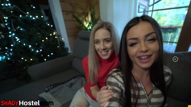Euro hostel babes fucked in kinky threeway