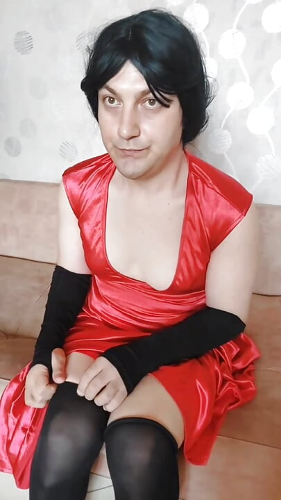Red Dress Delicious Thighs Crossdresser