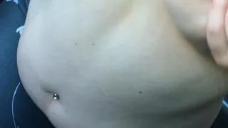Rubbing cum on big boobs