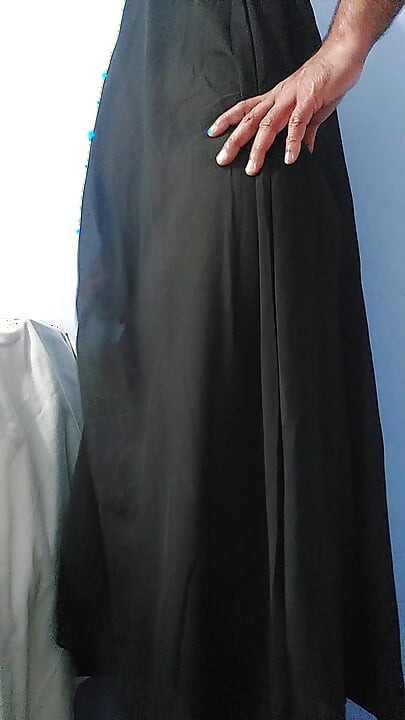I'm masterbating and cum wearing a Silk Seethrough black skirt