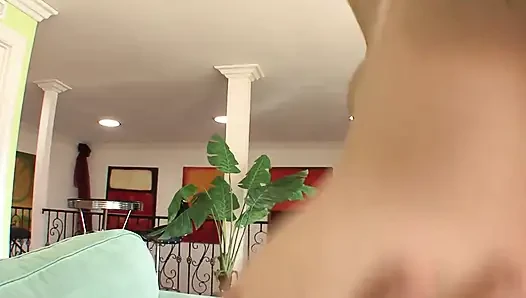 Guy cums on chick's amazing tits after ramming her pussy