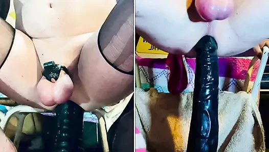 Yaramaz sürtük kadın kılıklı kız iç çamaşırı ve bekaret kafesi giyiyor
