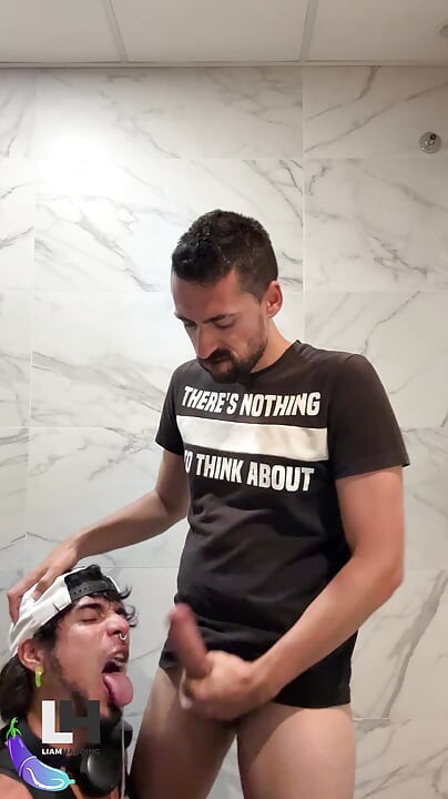 hot daddy fucking sexy latino in public bathroom