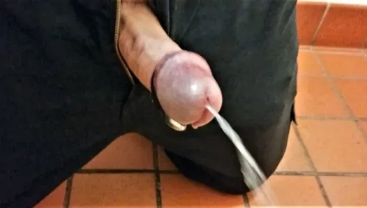Vibrator Makes My Cock Cum In Public Bathroom