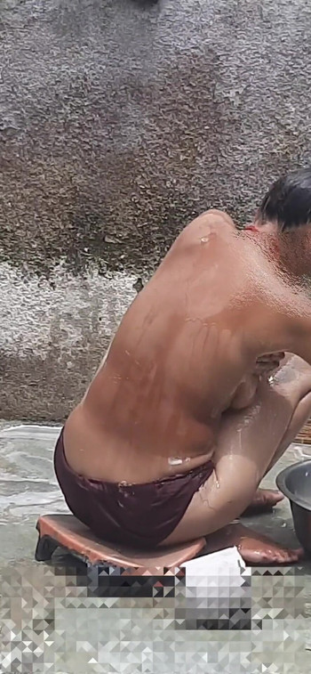 Iconic moment from "In the village homemade bathroom"