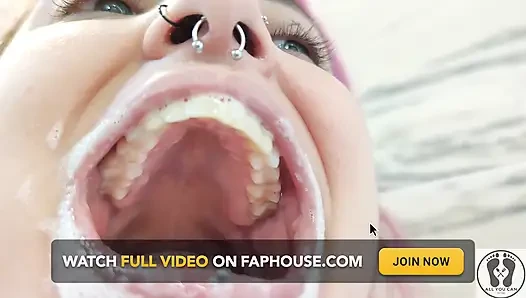 4K языком, Uvula лицо, зубная щетка, хорошее качество изображение