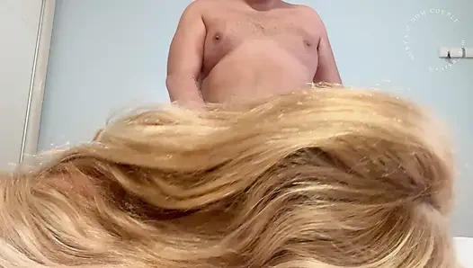 My blonde step-sister was recording a selfie video when I took the opportunity