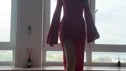 Zuhause entspannen - yoga - perfektes transparentes kleid