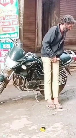 Indian man pumping upr penis in open street