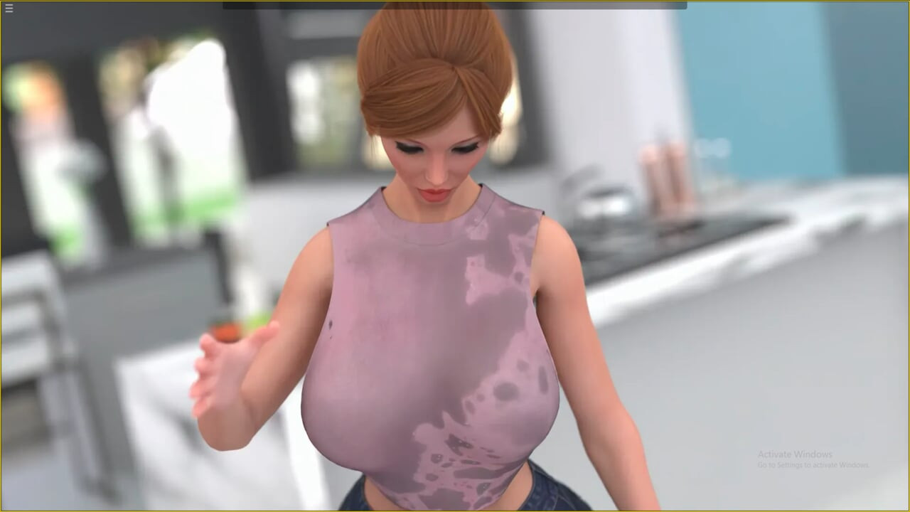 Stepmom Accidentaly Drops Coffee On Her Big Boobs In Kitchen Infront Her Stepson