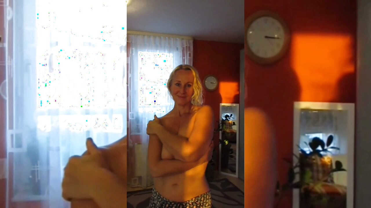 Blonde Mature Wife Enjoys Semi-naked Sex