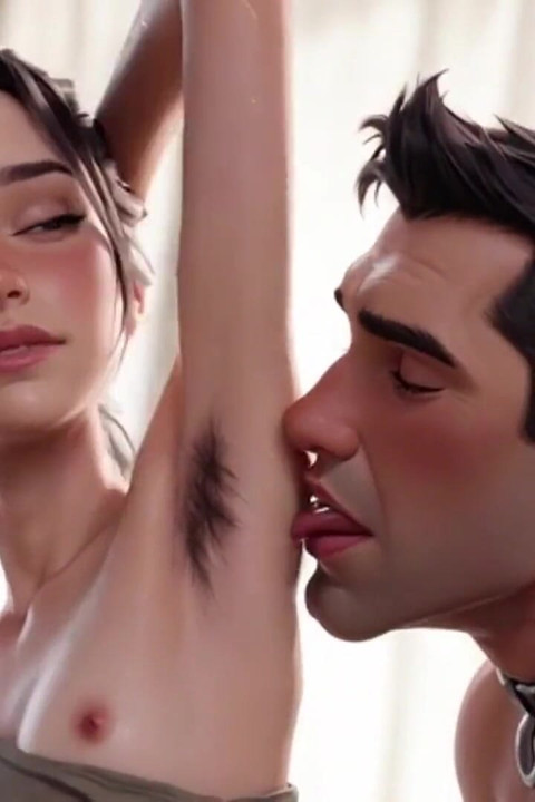 Feminist with Hairy Armpits Licked by Slave - Multiple Orgasms