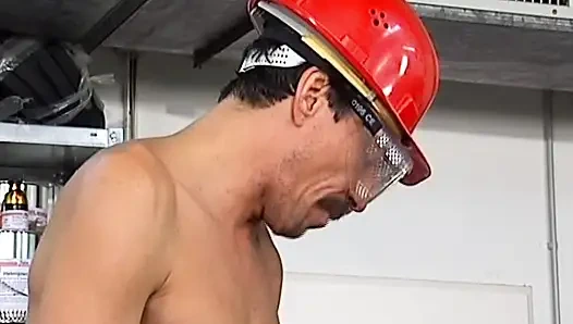 Busty brunette German bitch assfucked in the workshop