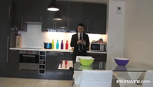 Ее трахают два больших черных члена, а также один белый