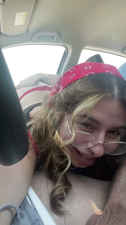 Hairy Pussy Slut Gives Me a Car Blowjob During Roadtrip! Chloe Kreams, Steve Rickz