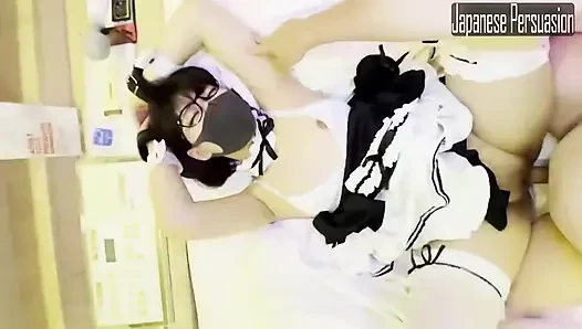 Devilish Glasses Beauty. Maid Cosplay Leads to Raw Intimate Session
