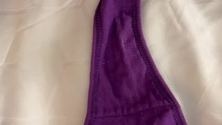 Cumming on a purple thong