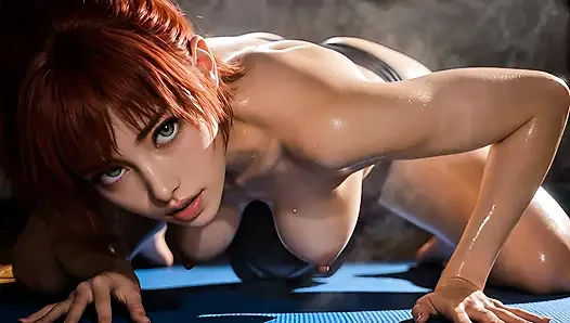 Seductive Yoga Instructor Silicone Doll Squirting Orgasms - Short Red Hair