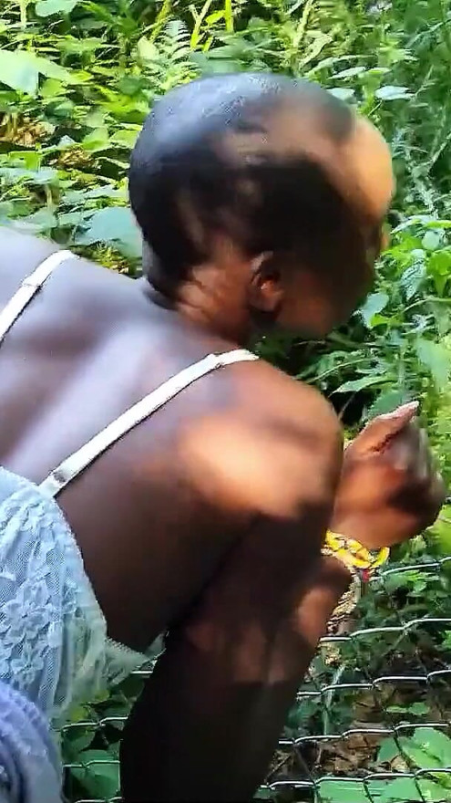 German Black Ebony Teen Zaawaadi Quick Outdoor Sex with white Guy | Clip 1