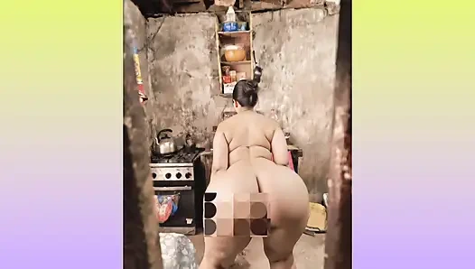 big-bootied woman dancing in her striped dress