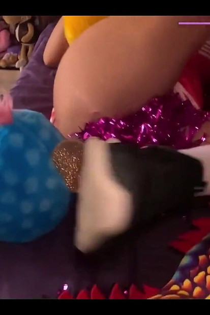 In My Pink Cheerleader Outfit, I Teased Myself on a Bed Full of Plush Toys. Then Got Taken From Behind and Made the Wette...
