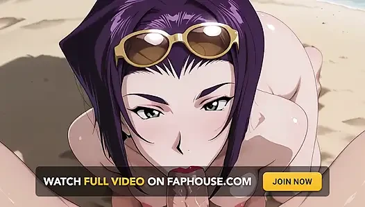 Faye valentine berjemur berubah menjadi seks di pantai. Faye Valentine Hentai Cosplay