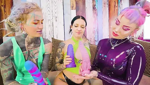 Double Domme Takeover Goth Slut's Holes Stuffed and Drained