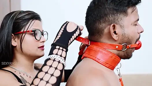 indian couple playing a role bdsm role when she during a sex full night with 8 inch cock