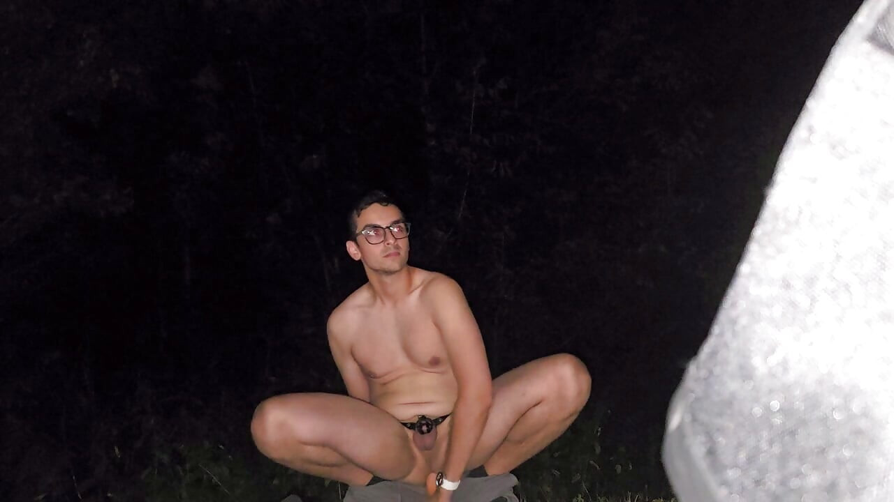 Outdoor caged slut adventures