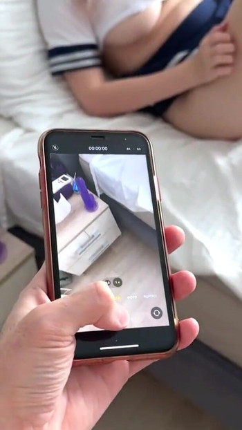 Iconic moment from "Caught Schoolgirl with Dildo! - Suck my Dick and Ride the Dildo, Slutty Stepsister!"