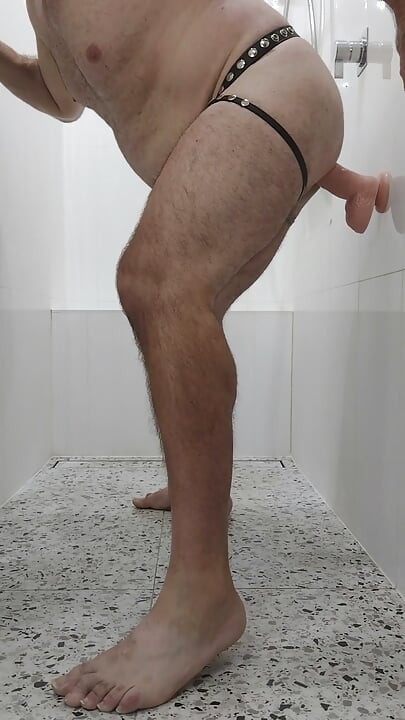 Leather jockstrap dildo fuck & suck 4