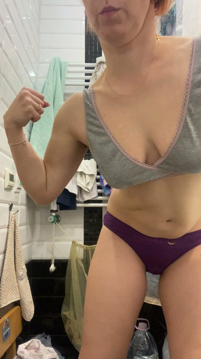 Strong Girl Showing Her Muscles and Flashing Ass, Tits and Pussy