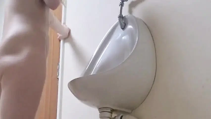 Girl with Nice Ass Strips and Pisses Mens Bathroom Risky Pee