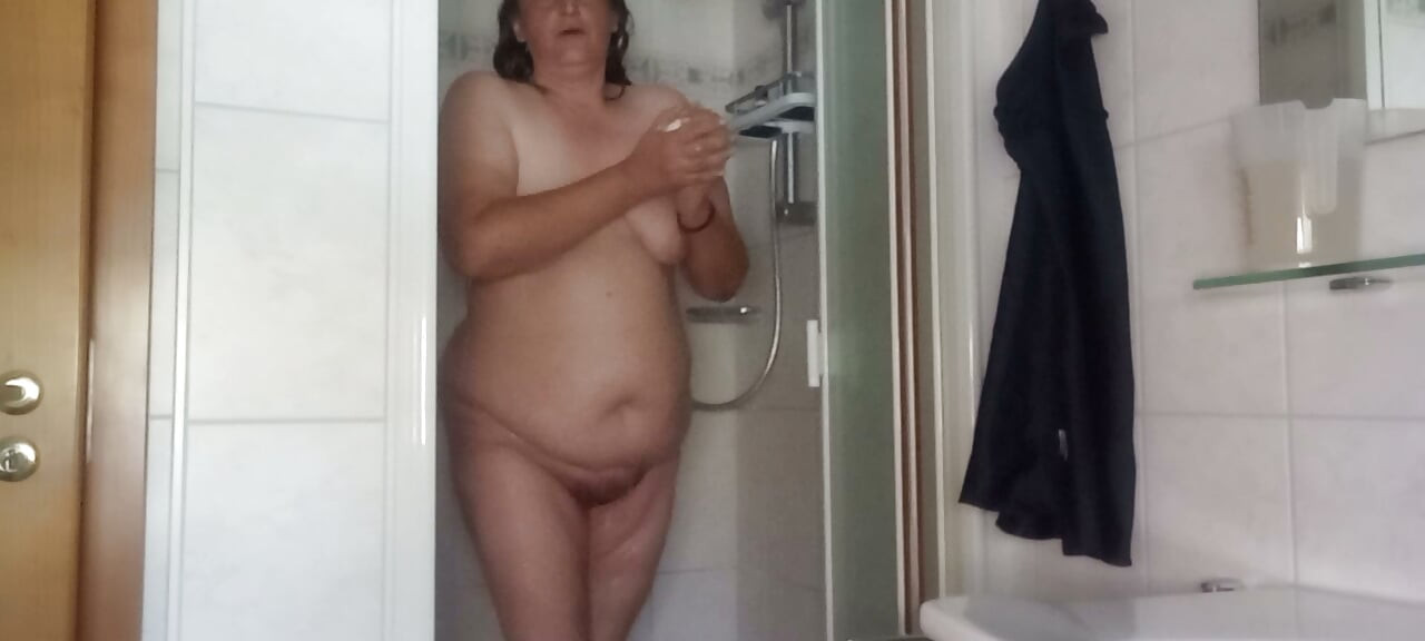 Mature BBW Shower Natural Curves and Big Belly Part 1