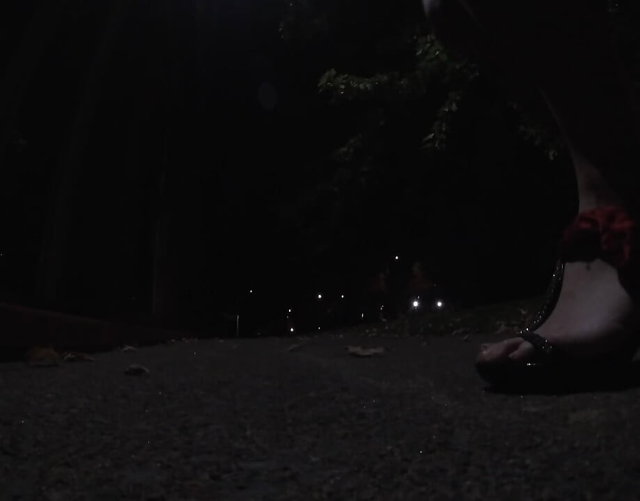 Transvestite Sissy whore is out and about at night .