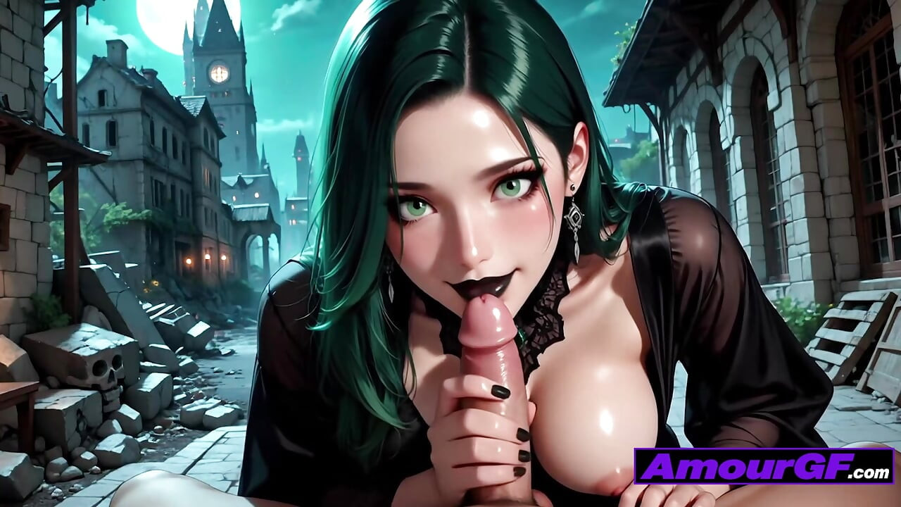 3D AI Goddess Gets Slammed in Ruined City, Neon Cumshot on Lips
