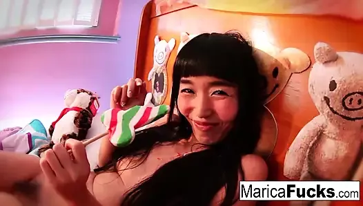 Marica plays with candy cock