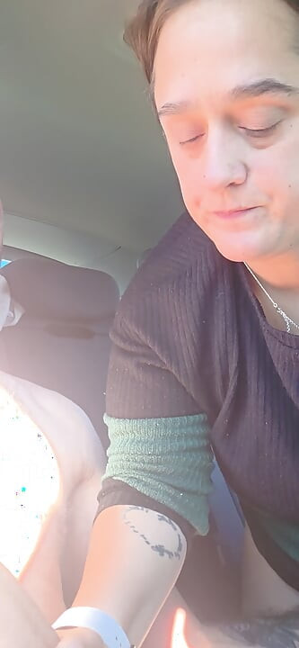 Mature sucking cock in the car