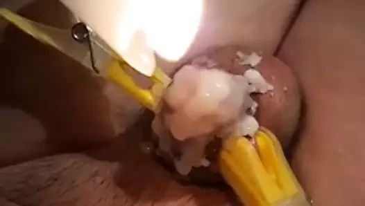Covering my tiny dickclit with candlewax 2