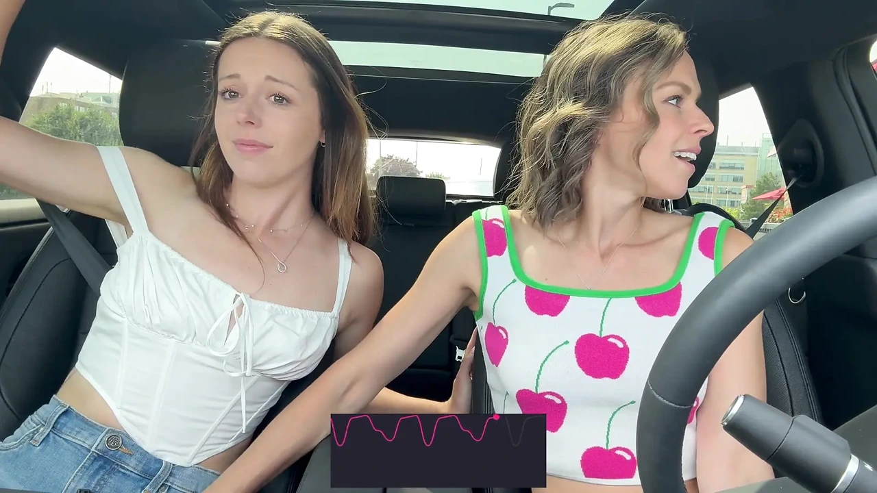 Nadia Foxx & Serenity Cox Using Lush Remote Controlled Vibrators in A Drive Thru & Cumming Hard