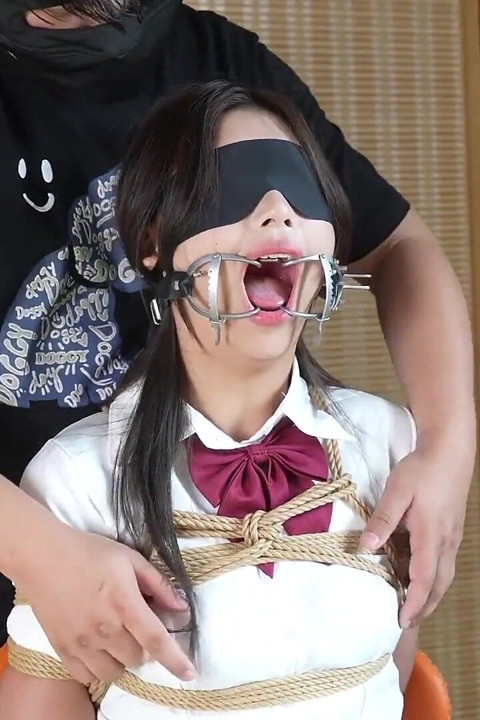Xr46- Student Uniform and Mouthball Bondage