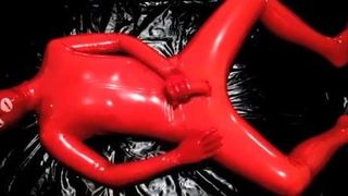 Red on Black - Latex Rubber Catsuit