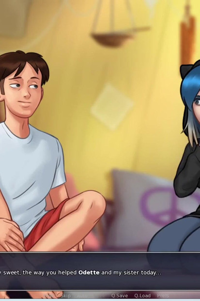 Very shy emo girl show me her cute tits first time since she was cute girl. (Summertime Saga - Eve 1)