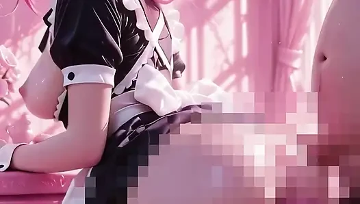 Horny Pink Hair Maid Gets Her Tight Pussy Filled With Thick Cum in Pink Room - Messy Creampie
