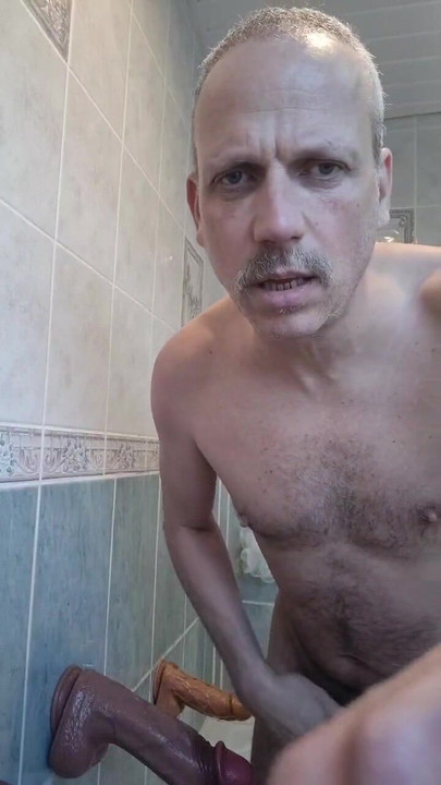 Public cam exhibitionist fucks himself with three large dildos live on cam | Clip 2