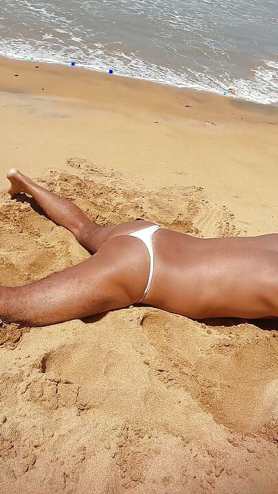 Ladysilva on the beach in panties tanning her hot ass