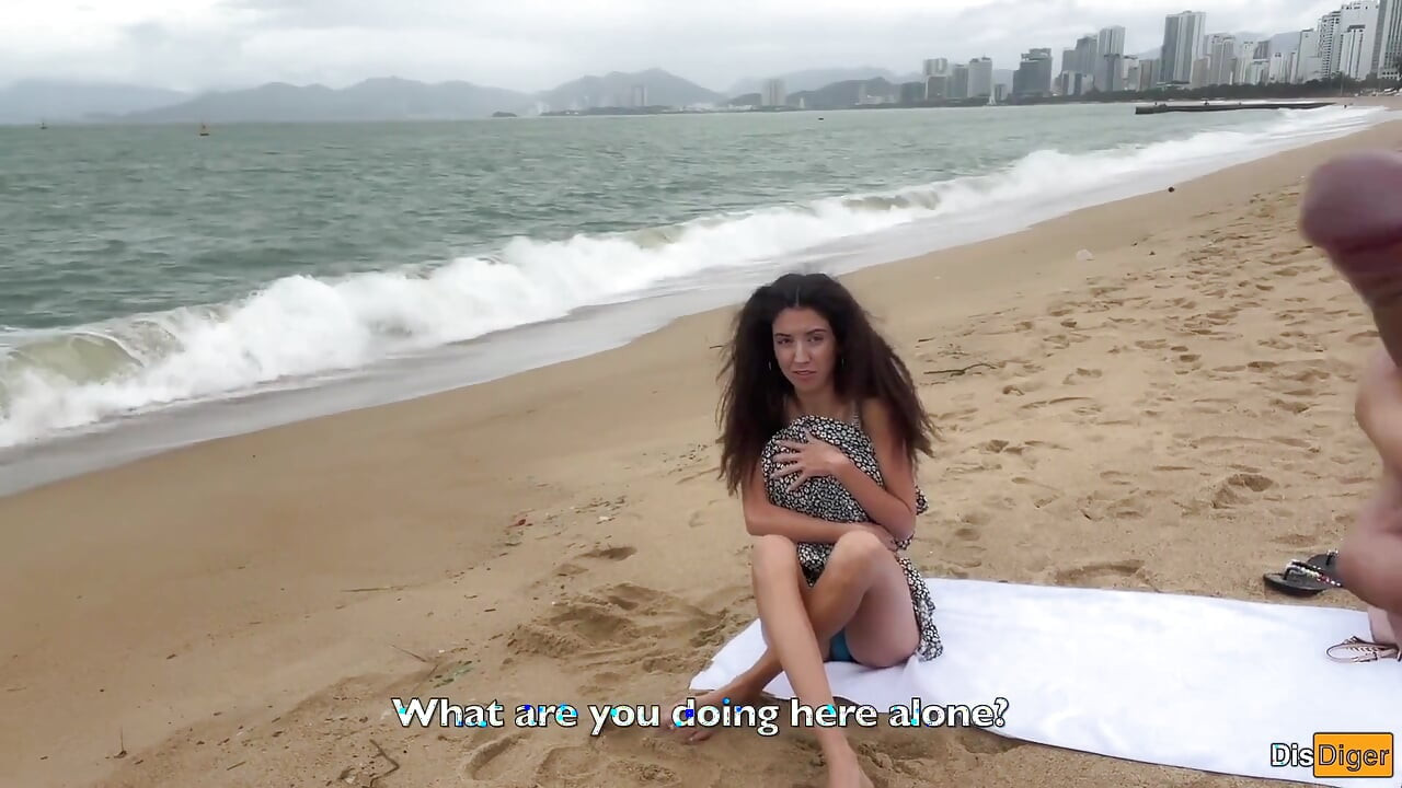 Babe Can I Cum on Your Tits? - Cock Flashing on the Beach