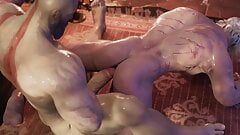 Il grosso cazzo di Kratos contro il culo sciolto di Geralt