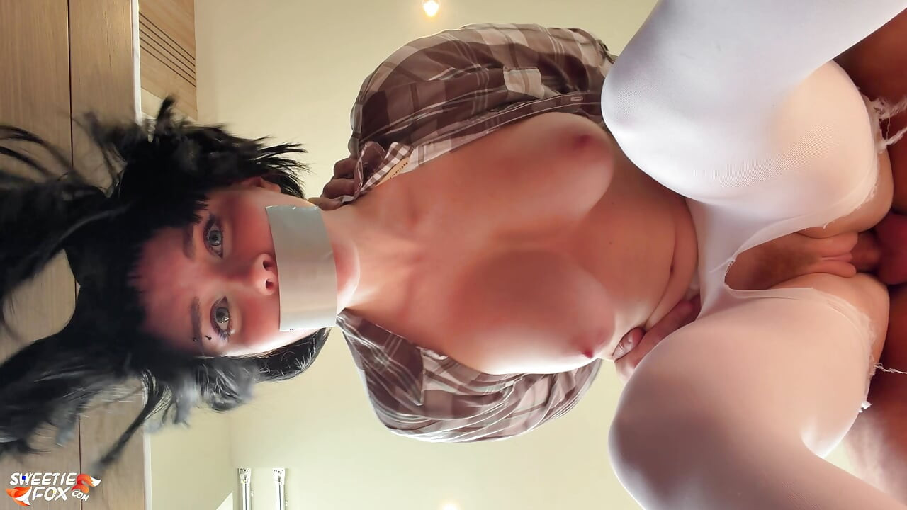 Duct Taped Bondage Brunette With Big Ass In Pantyhose Was Fucked In Pussy By Muscle Man