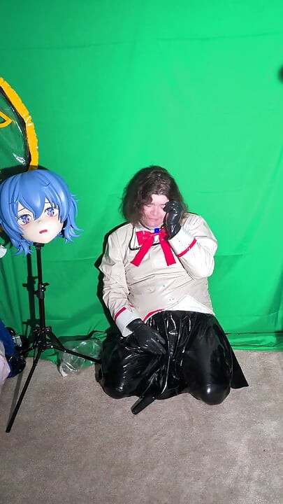 PVC Kigurumi Cosplayer Madoka Uniform Vibrator and Breathplay
